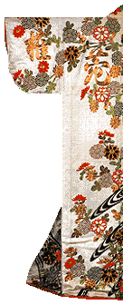 Kimono with Chrysanthemum, Stream, and kanji motif
