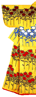 Yellow kimono with Chrysanthemum motif