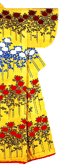 Yellow kimono with Chrysanthemum motif